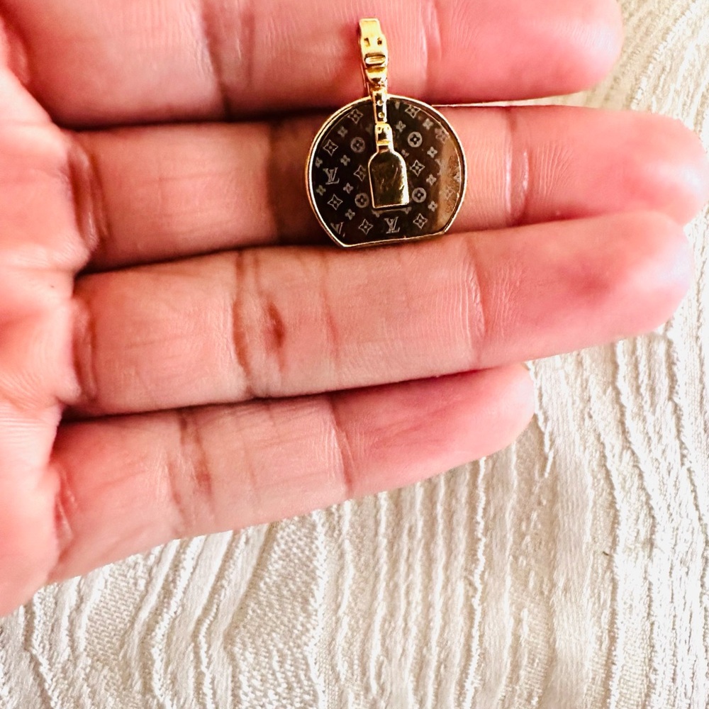 Louis Vuitton Gold and Brown Monogram Pendant